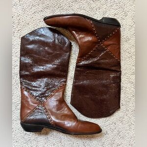 Ladies Vtg Stuart Weitzman Western Leather studded boots Sz 8 AA